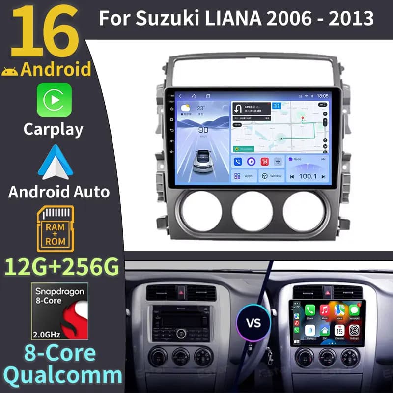 Android 16 Car Radio For Suzuki Liana 1 2006 - 2013 Wireless Carplay Android Auto Stereo Multimedia Video Player 2Din Head Unit