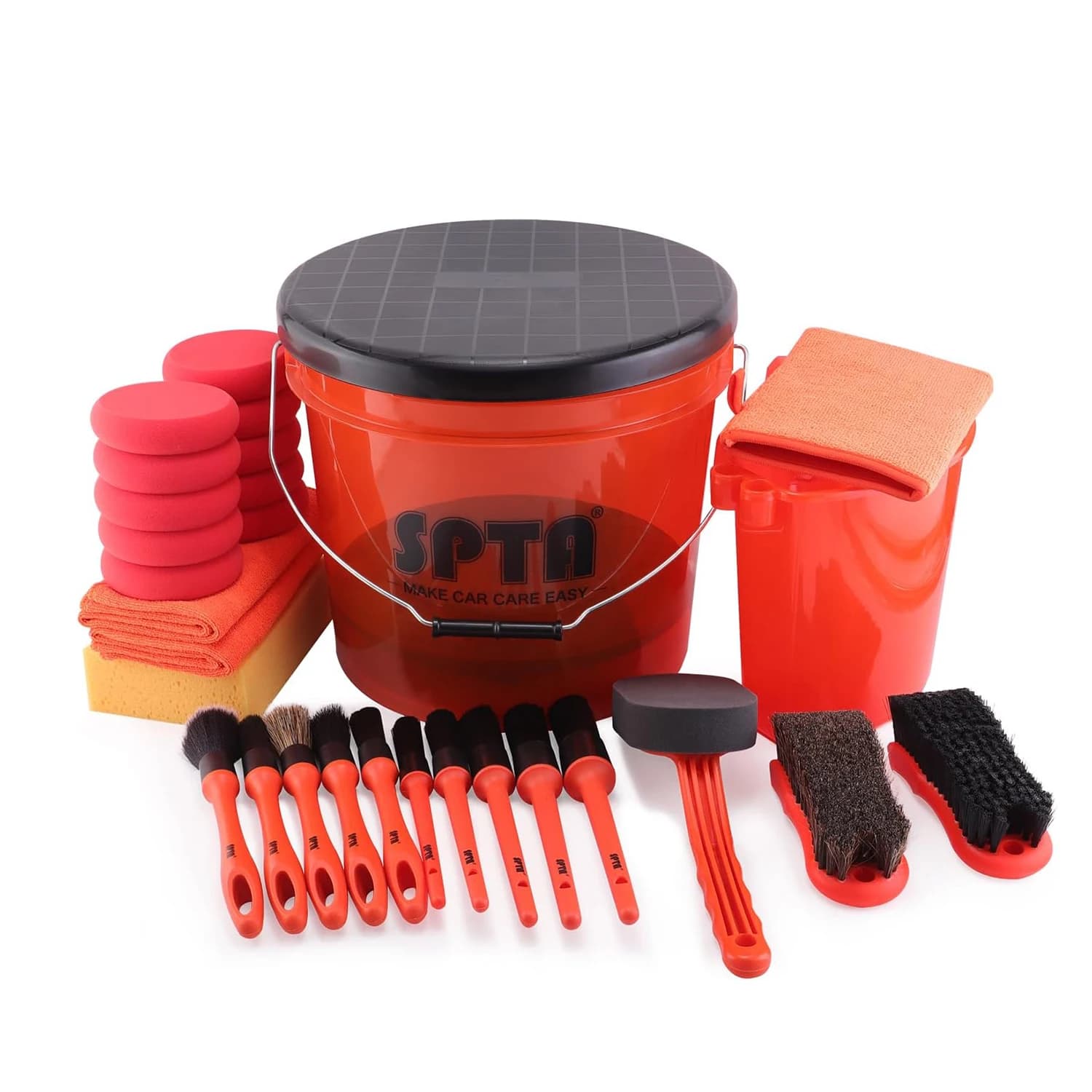 SPTA 33 pieces set of 20 liters car wash buckets with auto washing filter glove for washing towels sponge brushes for details outdoor tires clean