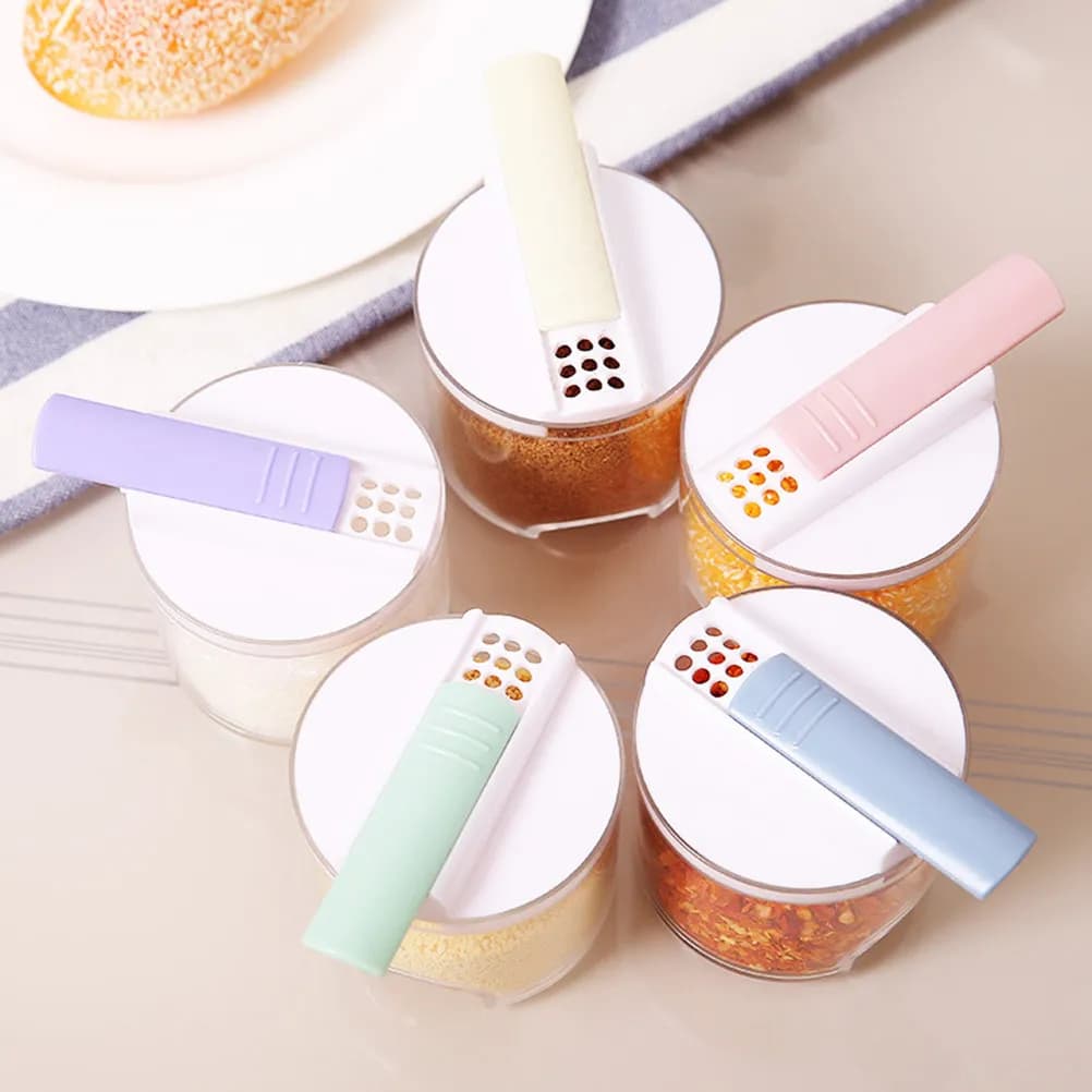 Set di 5 Eleganti Contenitori per Spezie, Contenitori Ermetici per Sale, Pepe e Zucchero, Organizzatore da Cucina