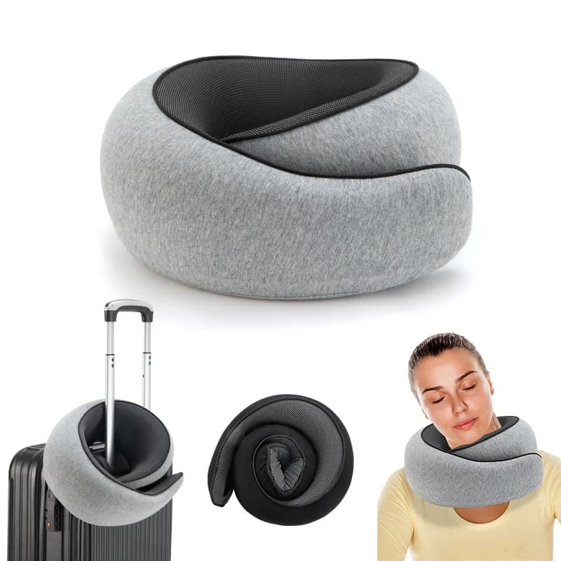 1 cuscino da viaggio ergonomico a forma di U – Supporto morbido e resistente per il collo, ideale per aerei, treni, auto e pisolini in ufficio – Cuscino portatile