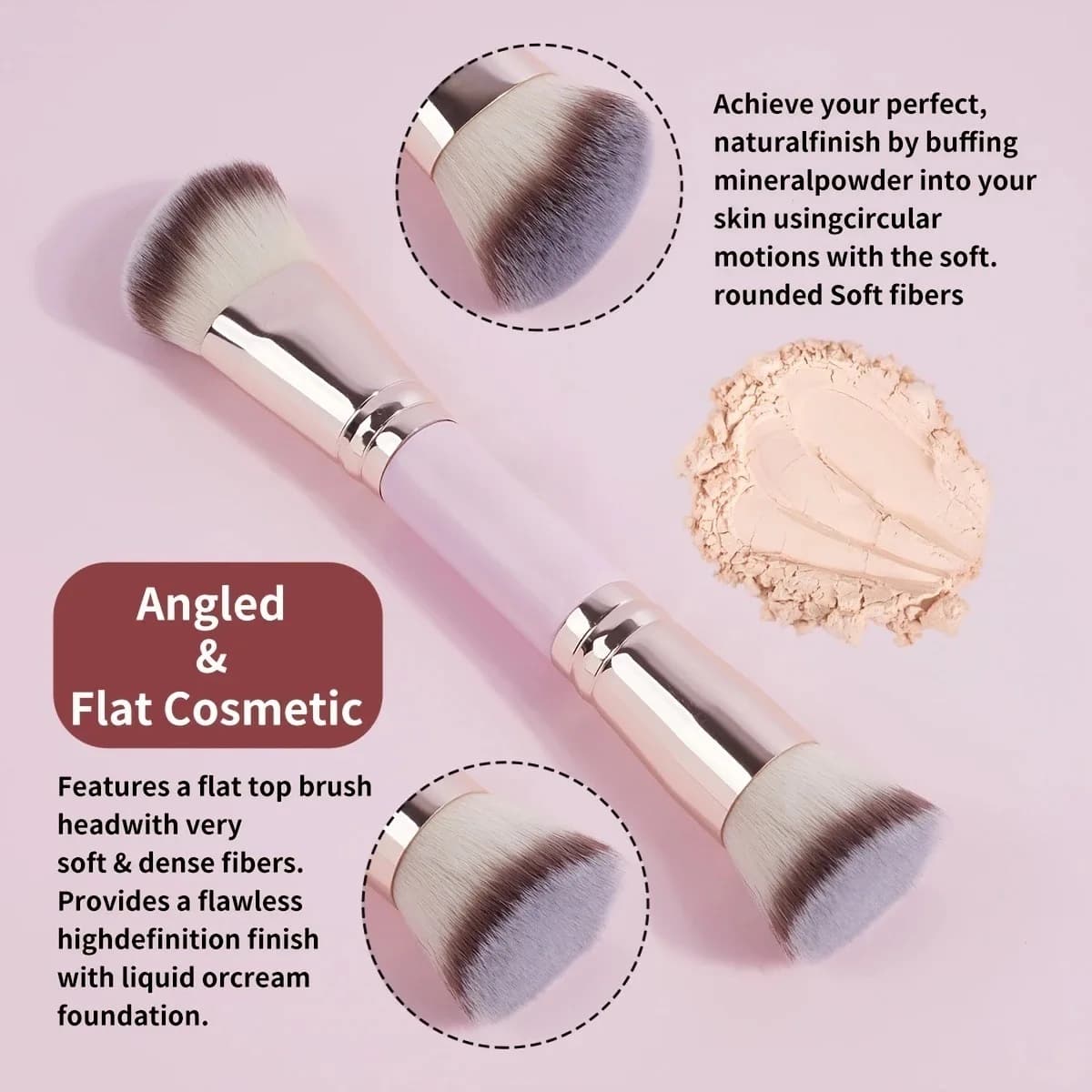5Pcs Double-Ended Makeup Brush Set Professional Foundation Blush Eyeshadow Contour Kit Dual-Ended Face & Eye Cosmetic Tools with