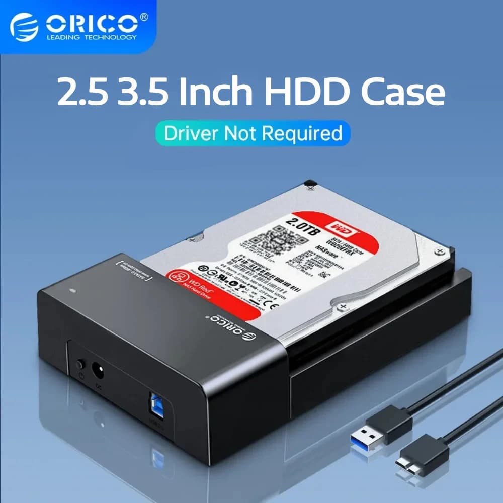 ORICO Docking station per HDD da 2,5/3,5 pollici Adattatore da SATA a USB 3.0 per custodia per disco HDD SSD da 2,5 3,5 HDD Box Dock Custodia per disco rigido