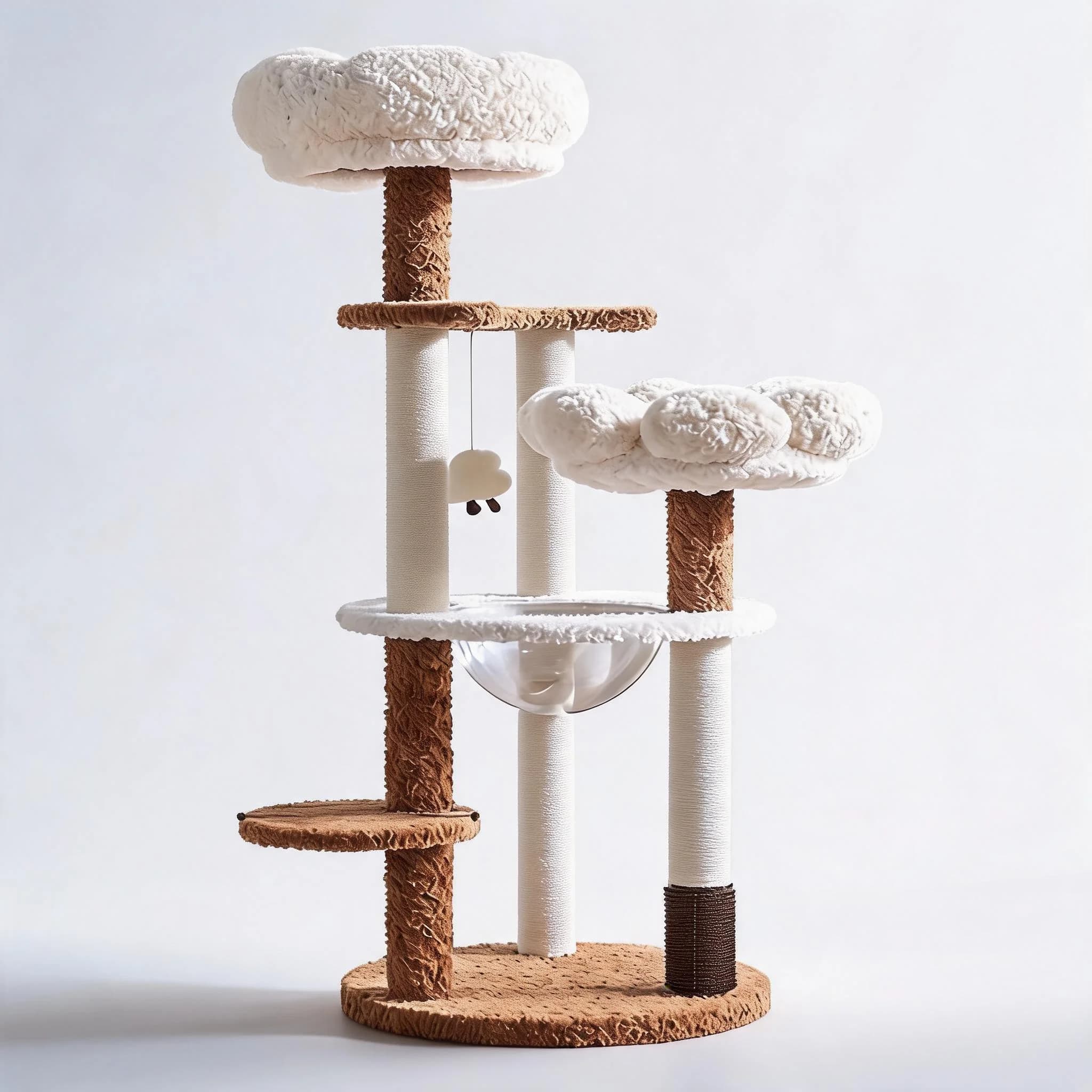 Wholesale Luxury Classic Aesthetic Flower Cat Tree Tower Space Capsule Large Multi-Level Wood Pet Furniture Sisal Scratching