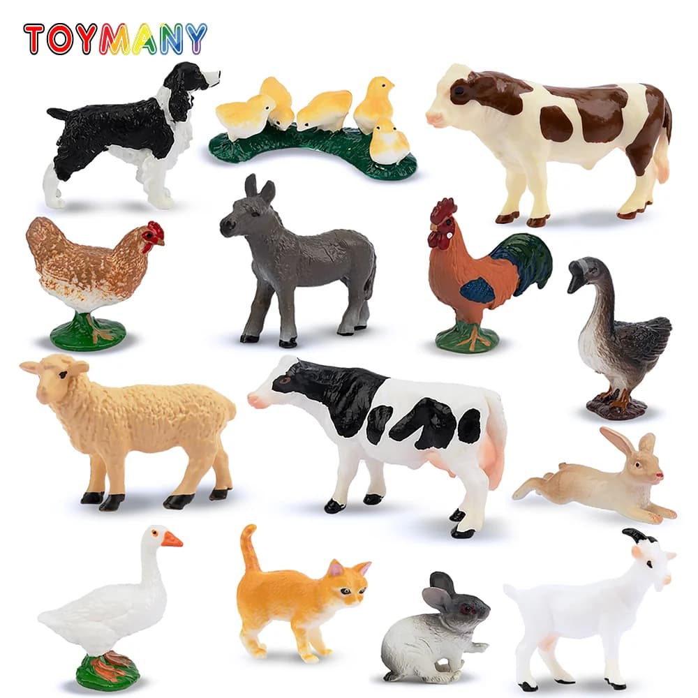 14 pezzi di simulazione modello animale da fattoria giocattolo mini decorazione torta figure bambole figurine d'azione giocattoli per bambini set regalo