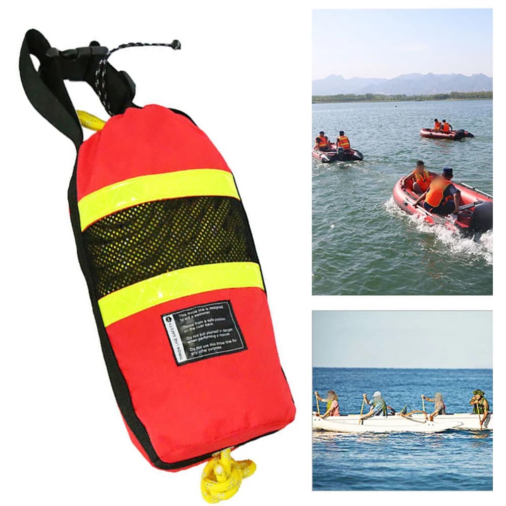 Borsa da lancio leggera in nylon con corda galleggiante da 65 piedi con borsa da lancio con corda riflettente per accessori da kayak di salvataggio