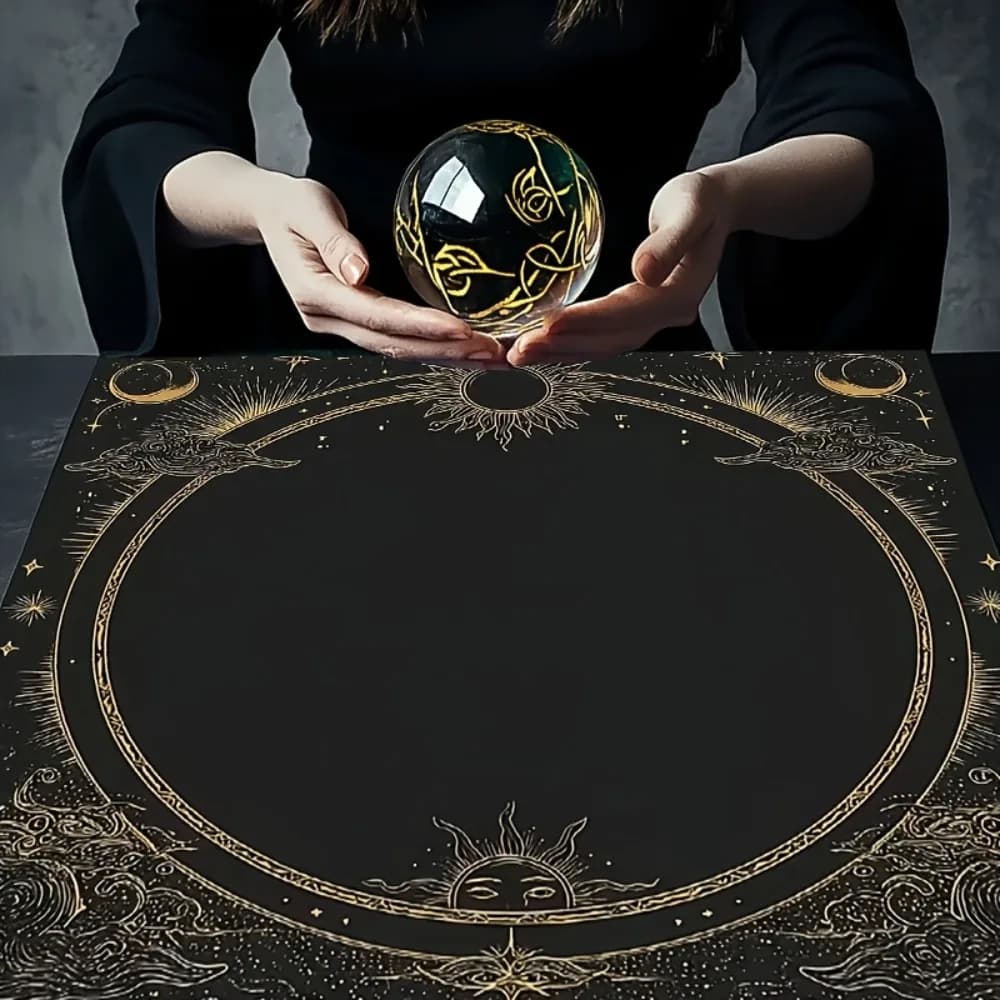Tappetino per Carte dei Tarocchi con Sole e Luna, Panno d'Altare Celestiale Vintage, Accessori per Divinazione, Astrologia e Meditazione
