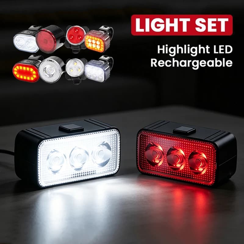 Bike Lights Set Highlight LED Front and Rear Bicycle Light Kit MTB Road Cycling Lighting Multi-modes Rechargeable Bicycle Lamp