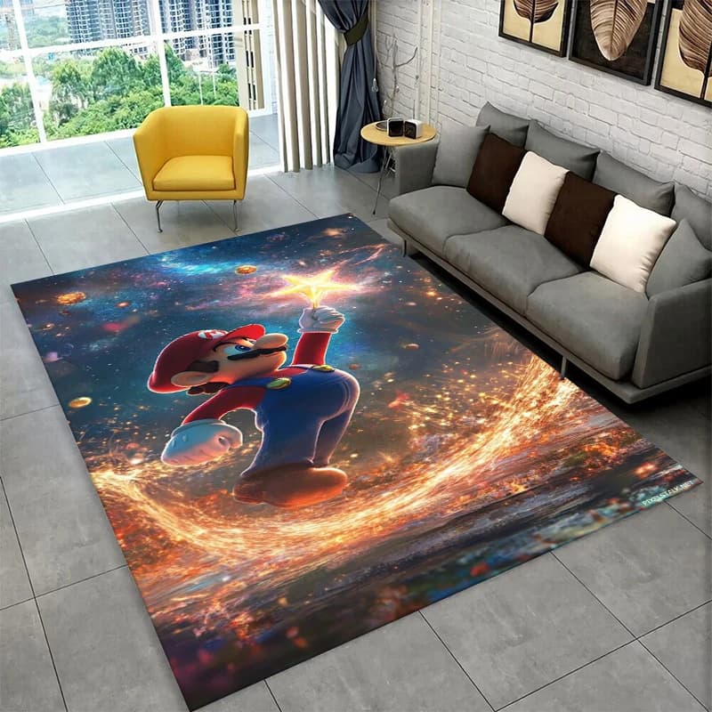 Cartoon Theme Cartoon M-Mario Bros for Games Room, Bedroom, Living Room, Sofa, Home Decoration, Anti-slip Kids Carpet, Gift