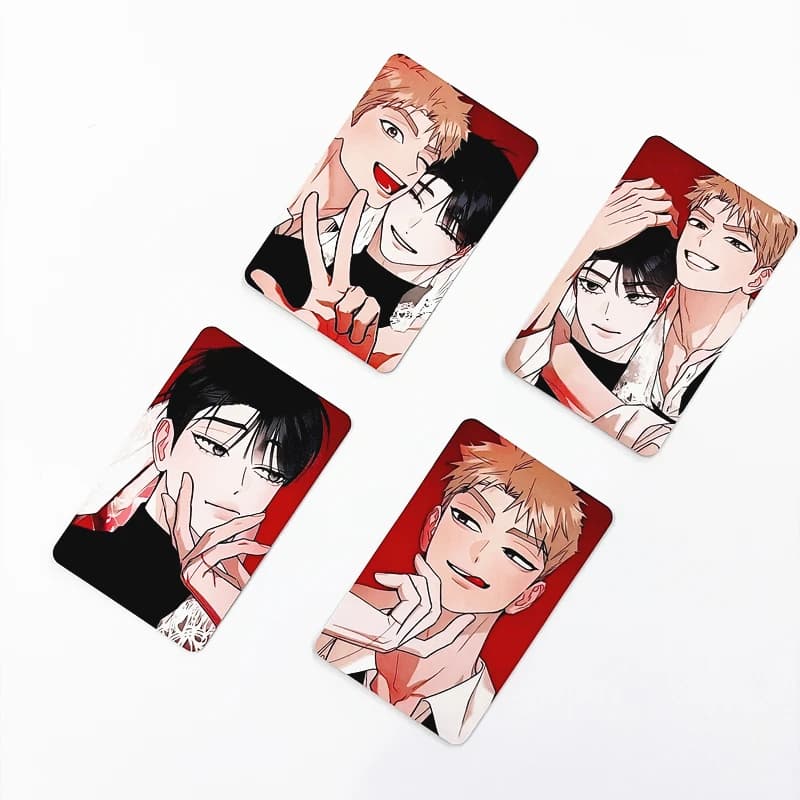 Set di 4 Carte LOMO del Manhwa BL 'Red Thread Quest' (Hongsil Quest) - Carte Fotografiche dei Personaggi del Manga Coreano, Regalo per Collezionisti