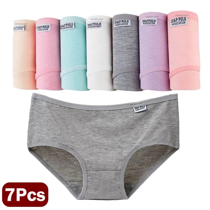 7 Pz/Lot Plus Size Women's Underwear Cotton Mundane Shorts Linen Sexy Shorts Mutanda Solid Panty Female Underwear M-4XL