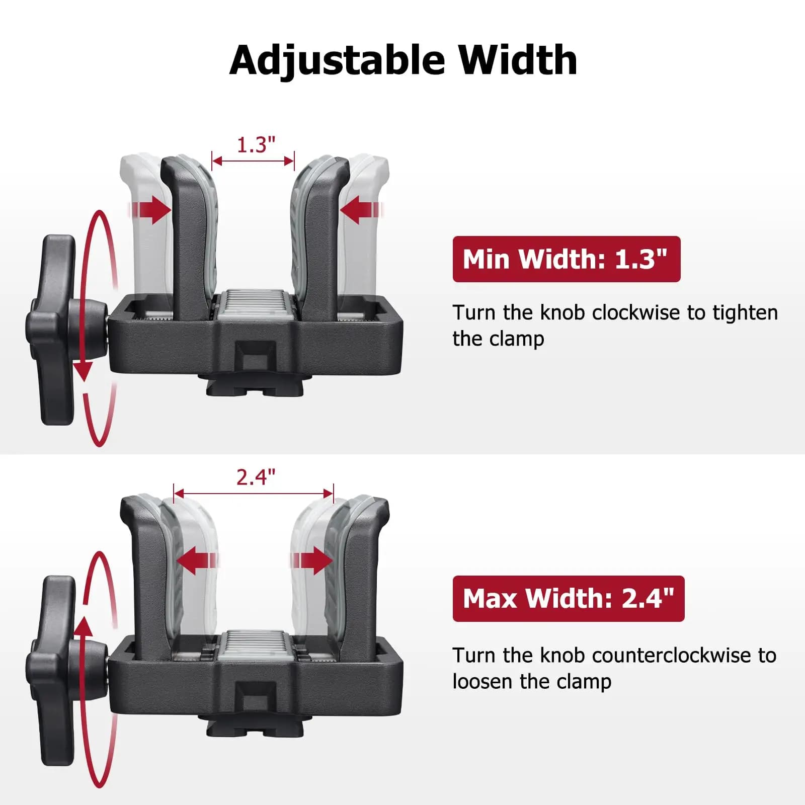 Clamp Rest Head Universal Clamp Head Lightweight Stick Stand Construction Adjustable Width for Monopod Tripod Outdoors