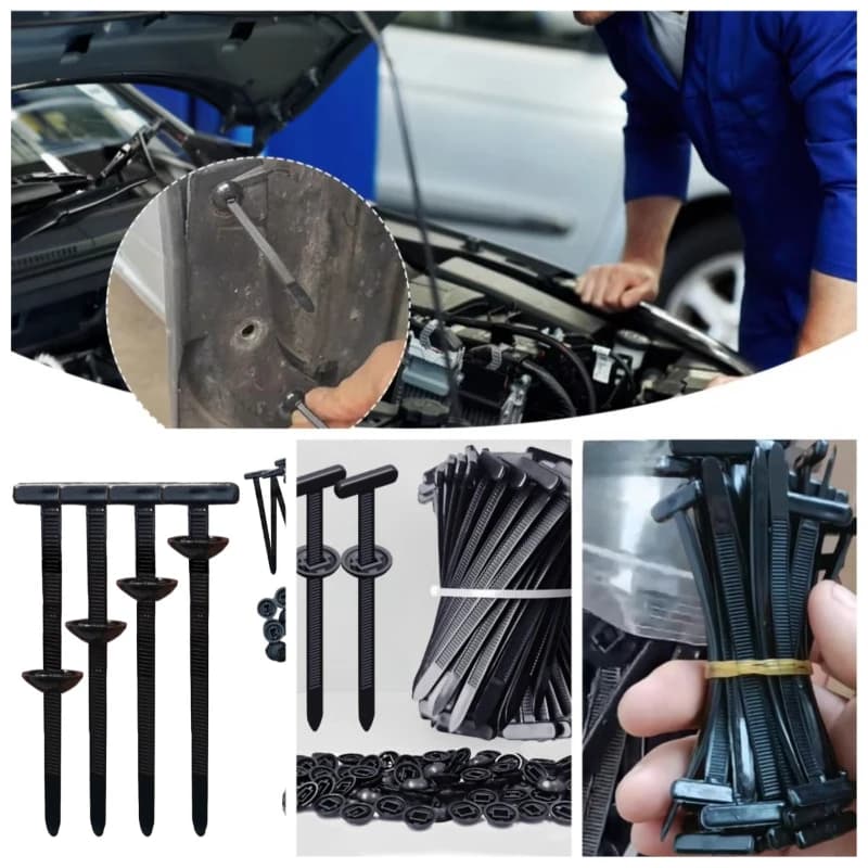 Fascette per cavi in nylon nero per auto Fascette per cavi con montaggio a spinta Fascette per cavi Clip per fascette per cavi Gestione Organizzatori per cavi per auto