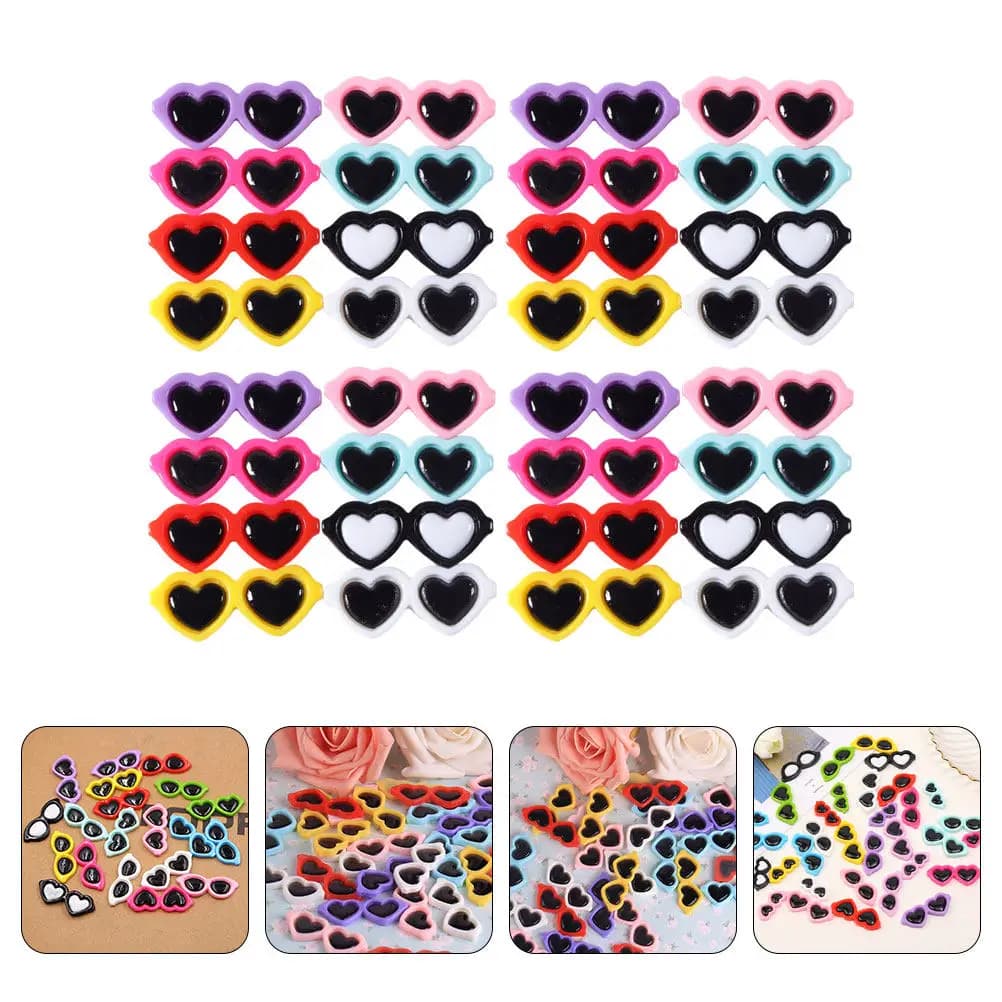50Pcs Delicate Glasses Resin Charms DIY Craft Supplies for Phone Shell Decoration Hairband Decor Bags Shoes Clothing Headwear