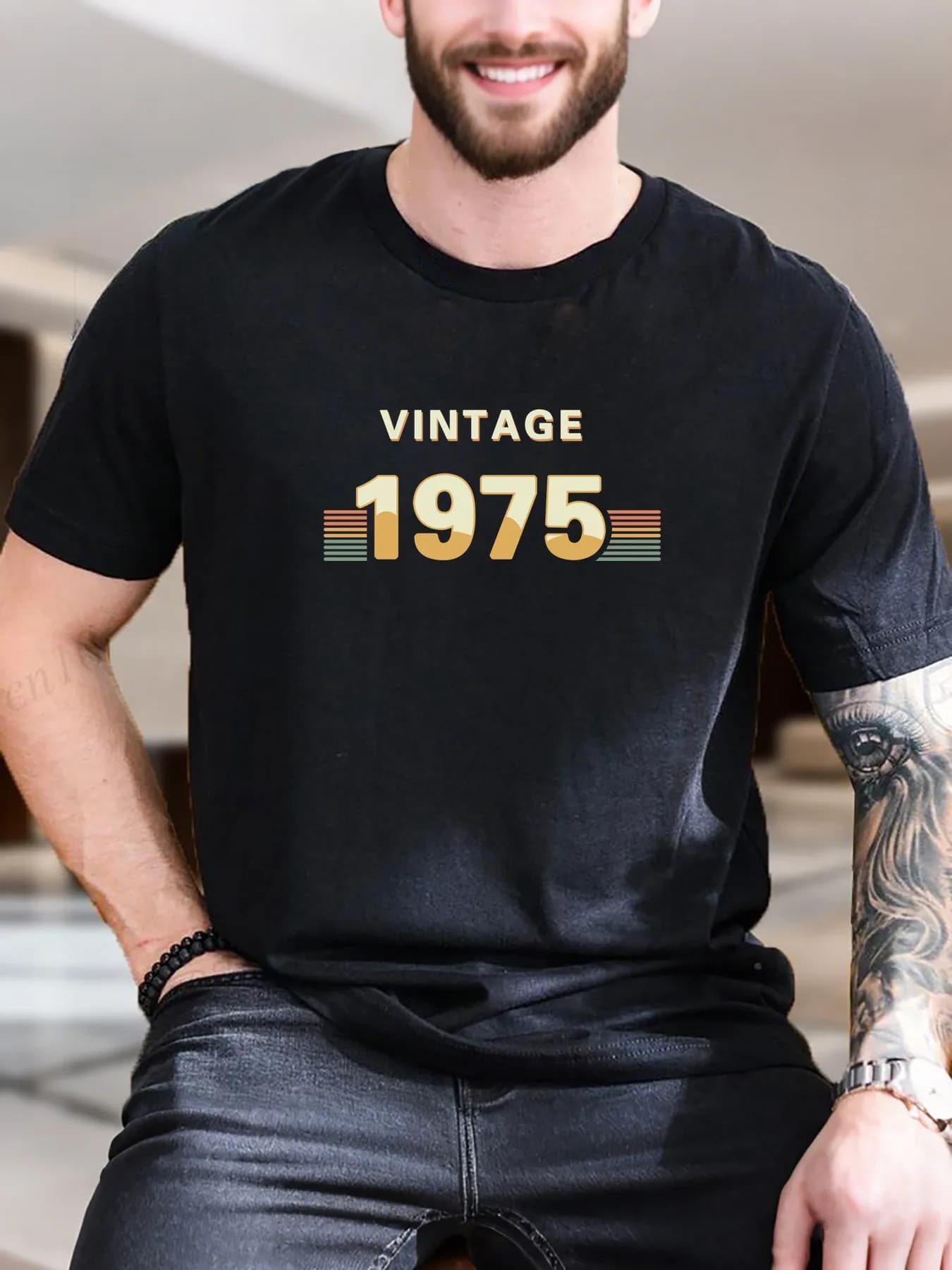 T-shirt stampata in cotone da uomo - Poster in barattolo di senape Design artistico T-shirt casual morbida e traspirante per l'uso quotidiano estivo Confortevole S
