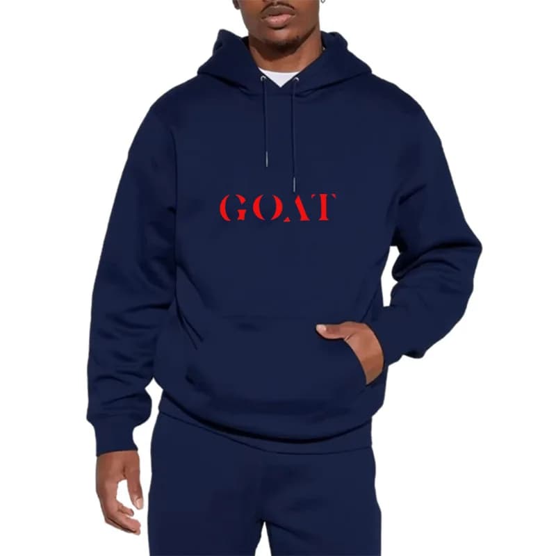 Felpa con Cappuccio da Uomo con Stampa GOAT, Pullover Casual, Top con Cappuccio Streetwear, Disponibile in Taglie EU, Autunno Inverno