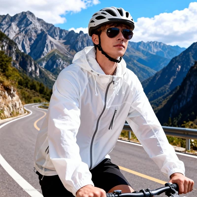 VITALINOVO Unisex Outdoor Waterproof Lightweight Jacket Men's UPF 50+ Sun Protection Full Zip Hoodies Long Sleeve Shirts Hiking
