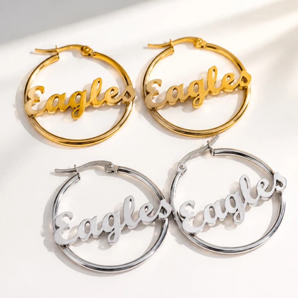 Custom Name Women Earrings 30/40mm Personalized Stainless Steel Namplate Earrings Hoop Jewelry Earing Fashion Birthday Gift
