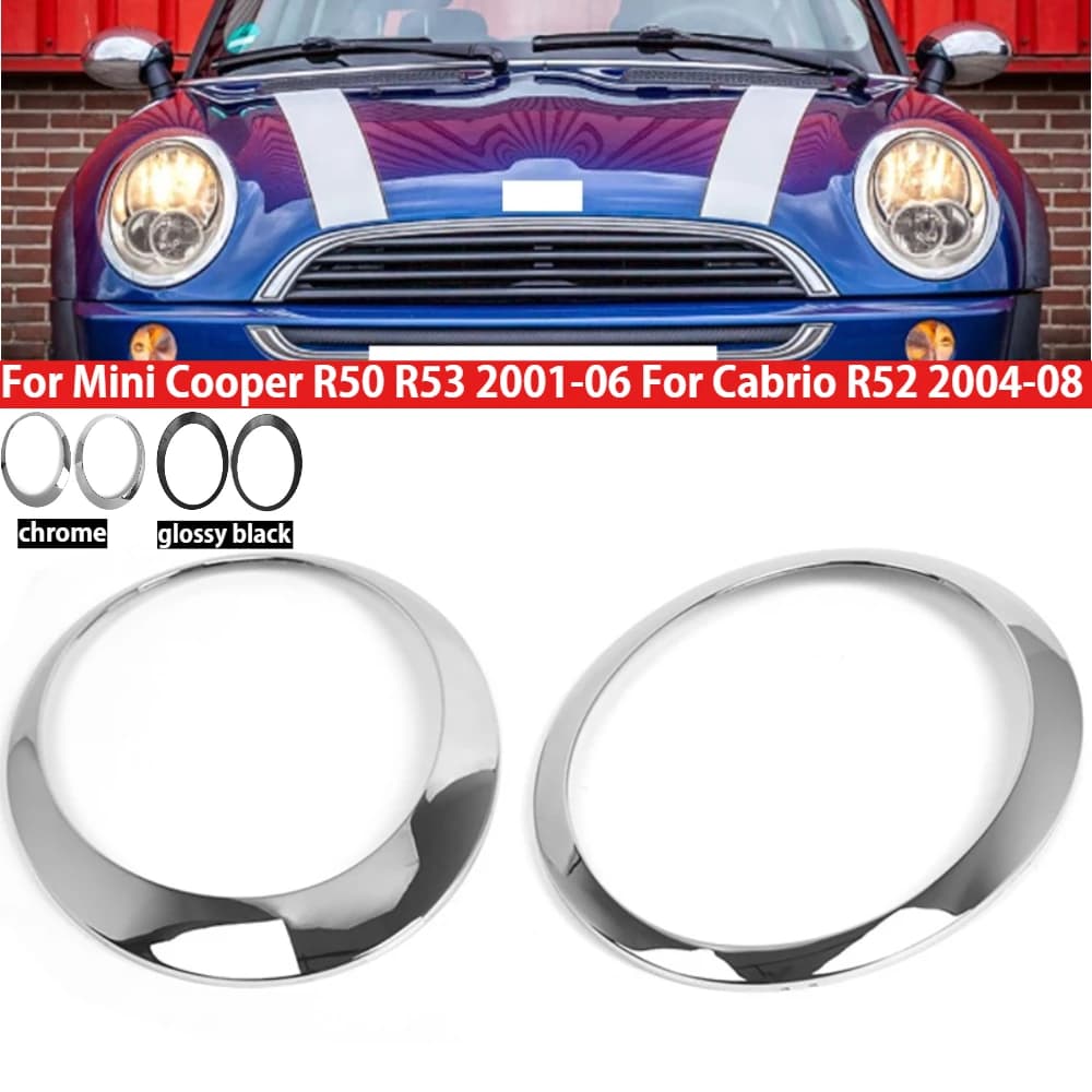 2 Pz/set Auto Faro Telaio Faro Trim Anello Lunetta Per BMW Mini Cooper One R50 R53 2001-2006 Cabrio R52 2004-2008
