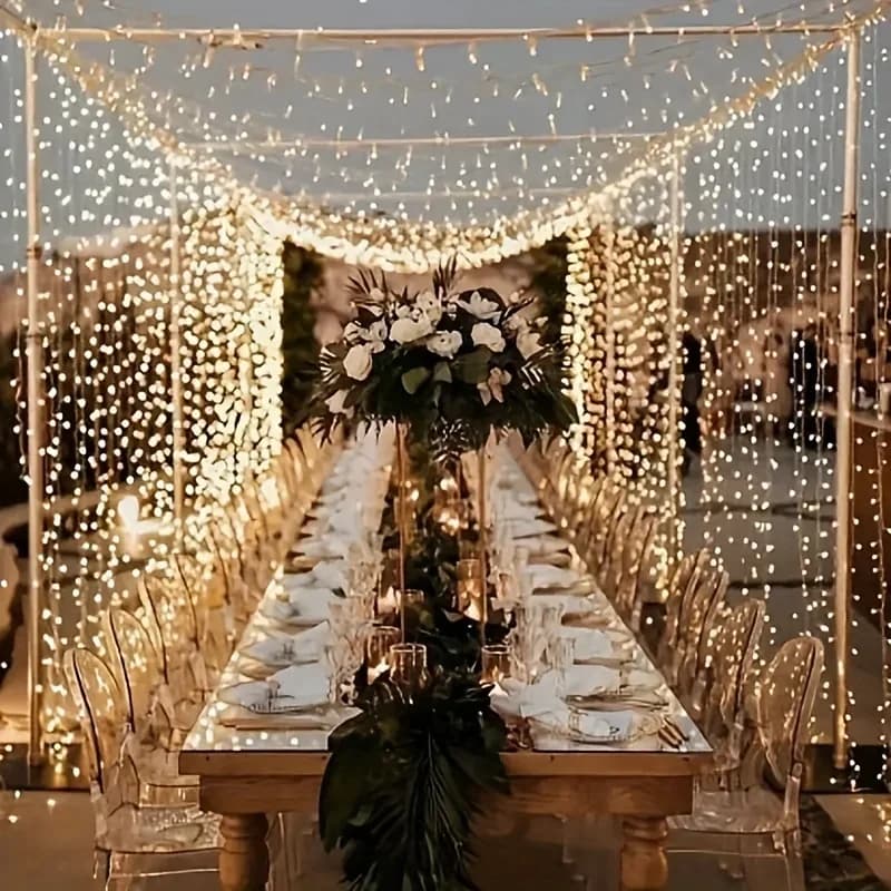 Luci per tende da fata 300 LED, telecomando, 8 modalità di illuminazione, luci scintillanti, camera da letto, Natale, matrimonio, festa, vacanze, USB