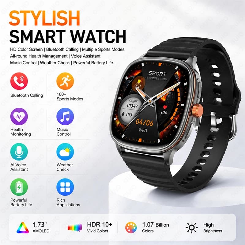 2026 New NFC Smart Watch Heart Rate IP68 Waterproof 100+ Sports Bluetooth Call Sleep Monitoring Music Control Men Smart Watch