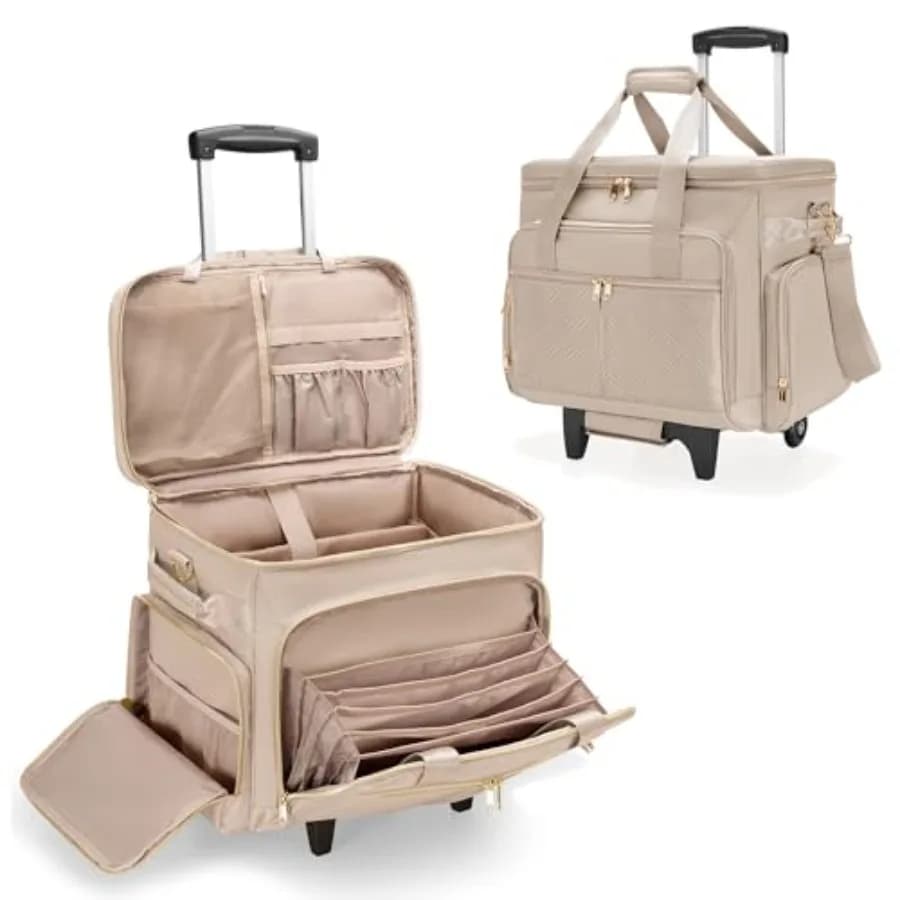 Rolling Teacher Bag with Wheels, Teacher Tote Bag with Detachable Trolley, Fits for 15.6" Laptop Patent Design