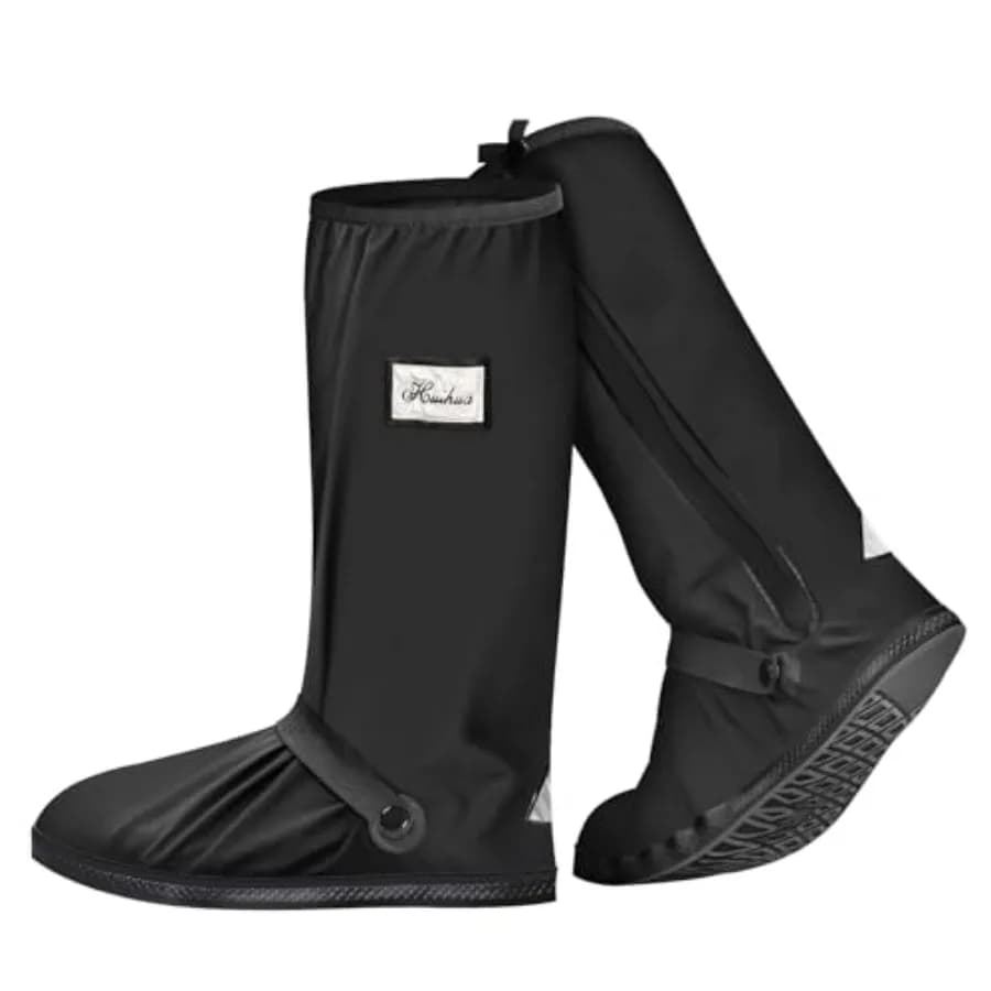 Rain Overshoes Waterproof Shoes Boots Covers Footies Mudsavers Feet Gaiters Men Women for Rain Snow Mud Sand Black Black, 2
