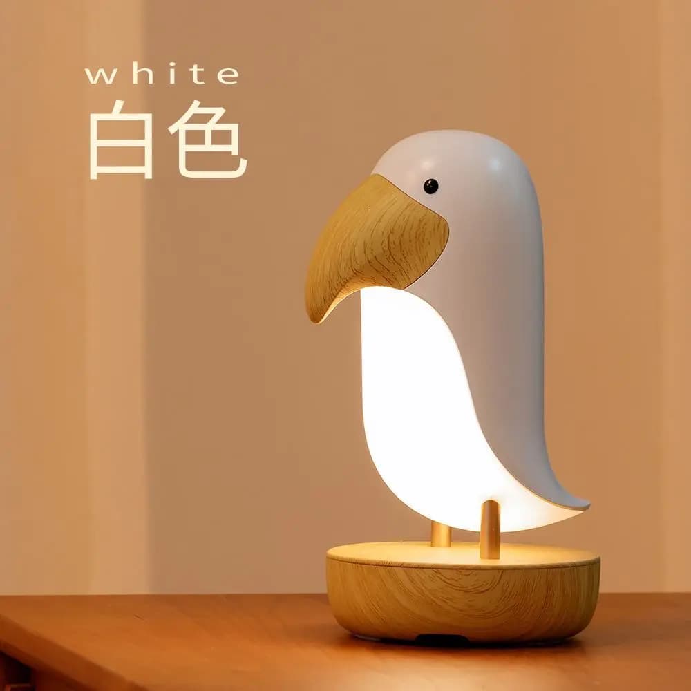 Altoparlante Bluetooth per uccelli in legno Lampada da scrivania per atmosfera da tavolo Ricarica illimitata Altoparlante Bluetooth con regolazione illimitata Luce notturna da comodino