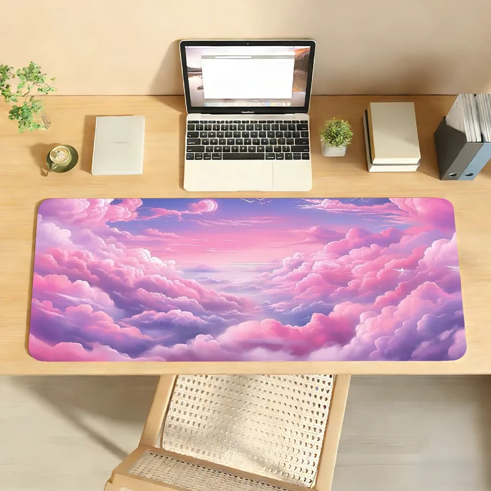 Cartoon Anime Cloud Mouse Pad Non-slip Locking Edge DeskMat PC Laptop Accessories Rubber Office Keyboard Game Carpet 350x900x3mm