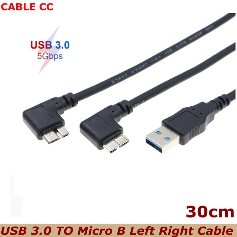 Data Sync for External Hard Drive Disk HDD Hard Drive Cable 5gbps USB 3.0 Type A to USB3.0 Micro B 90 Degree Male Adapter Cable