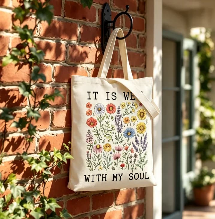 Borsa Tote in Tela con Motivi Floreali Boho, Borsa a Spalla Estetica e Versatile per Studentesse e Donne, Borsa Riutilizzabile per la Spesa