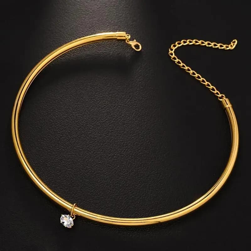 Collana da Donna con Grande Ciondolo in Cristallo, Design Ovale Semplice e Lussuoso per Stratificazione e Uso Quotidiano, Idea Regalo