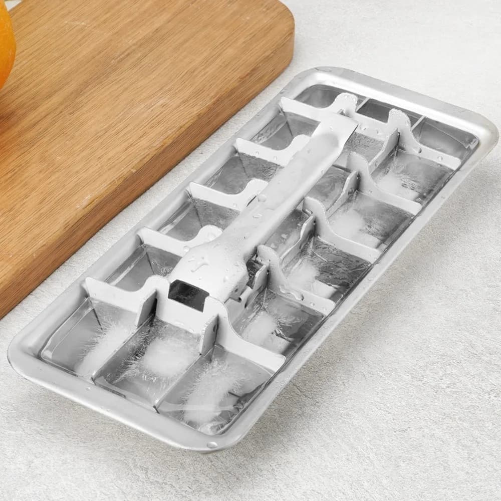 Pratica Vassoio per Cubetti di Ghiaccio in Acciaio Inox con 18 Scomparti, Stampo per Cubetti di Ghiaccio a Congelamento Rapido, Rettangolare, per Congelatore