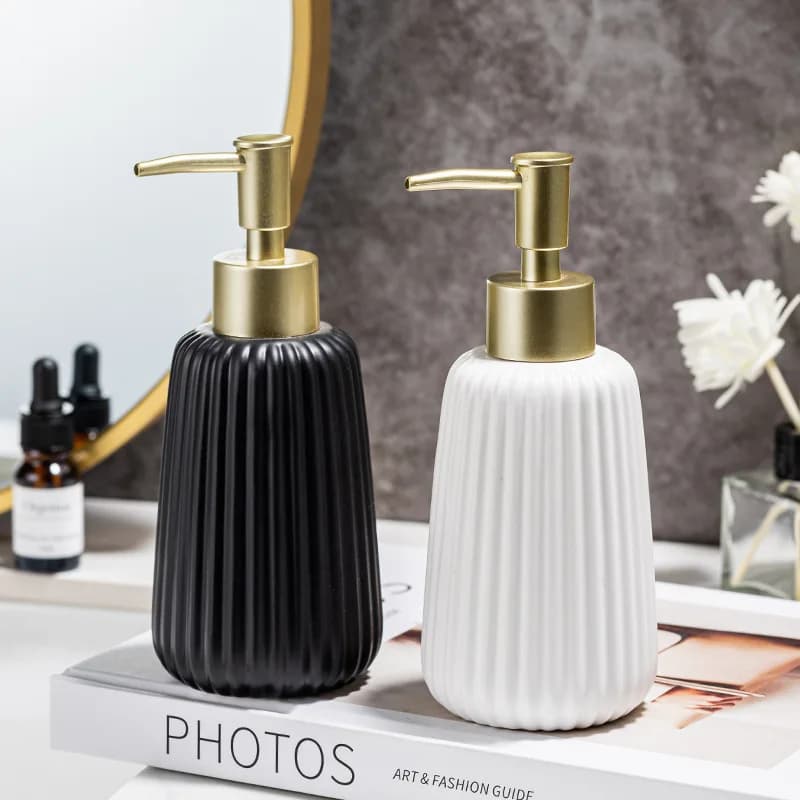 Dispenser di sapone da 300 ml, bottiglia di disinfettante per le mani in ceramica, tipo pressa, per bagno, doccia, gel, shampoo, sub imballaggio, bottiglia