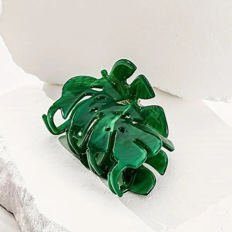 Nuova Molletta per Capelli da Donna, Accessorio per Capelli Stile Harajuku, alla Moda, Semplice, Casual, Versatile, in Acetato con Motivo Foglie Verdi, Personalizzata, Effetto Acido