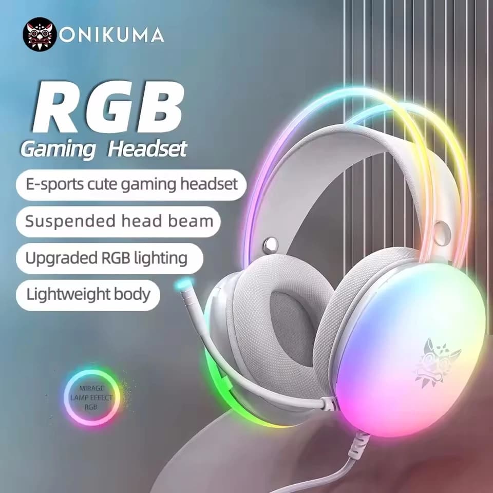 Wired Headphones Gamer Gaming Headphones for iPhone Phone PC with Microphone Cable Microphone Set Head Portable RGB