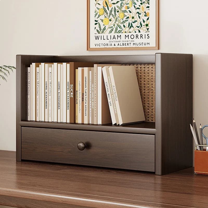Solid Wood Desktop Bookshelf Small Bookcase Desk Organizer Shelf Simple Bookend Storage Rack