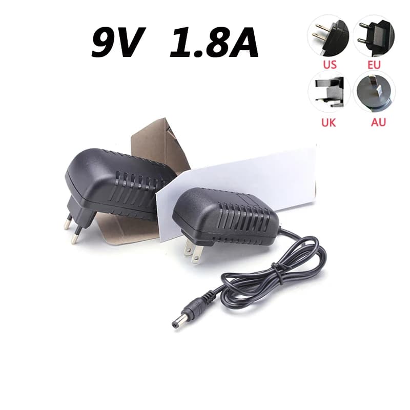 Adattatore di alimentazione universale da AC100-240V a DC L-type orifizio 9V 1.8A 3.5*1.35mm EU US AU UK Plug caricabatterie