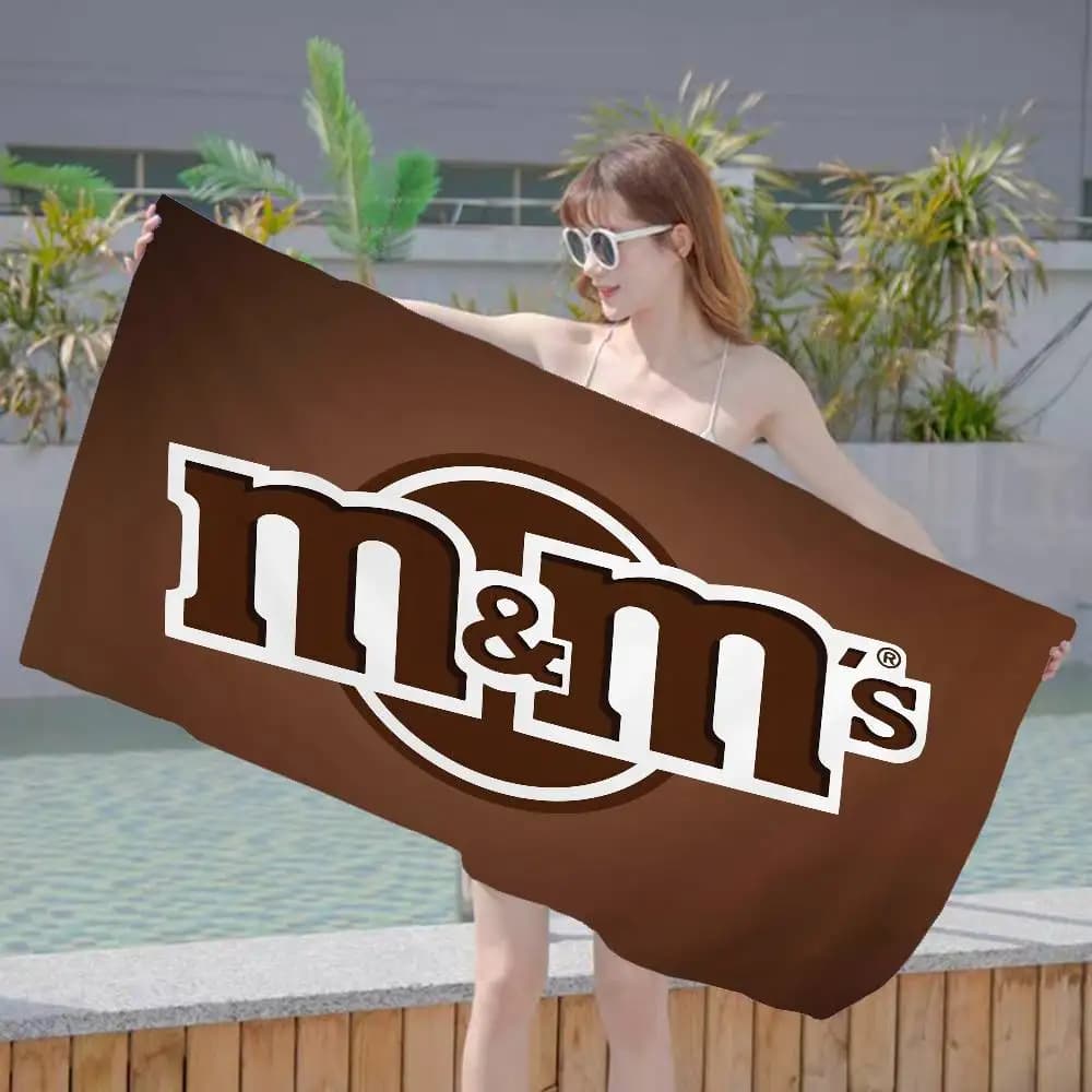 Asciugamano da spiaggia con logo M&M's Chocolate Beans, morbido e assorbente, regalo per bambini, per viaggi, campeggio, palestra
