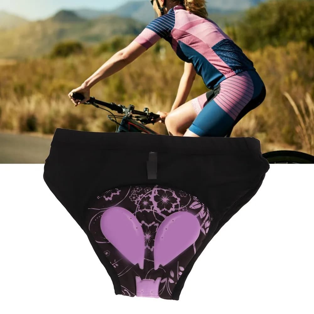 3D Padded Cycling Shorts for Women in Polyester, Rapid Drying Silicone Black and Purple with Urti Absorption