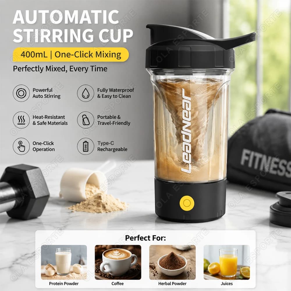 Auto-stirring Cup Large Capacity 400ML Portable Fitness Mixing Cup Quickly Stir Evenly Coffee Protein Powder Shaker Cup Washable