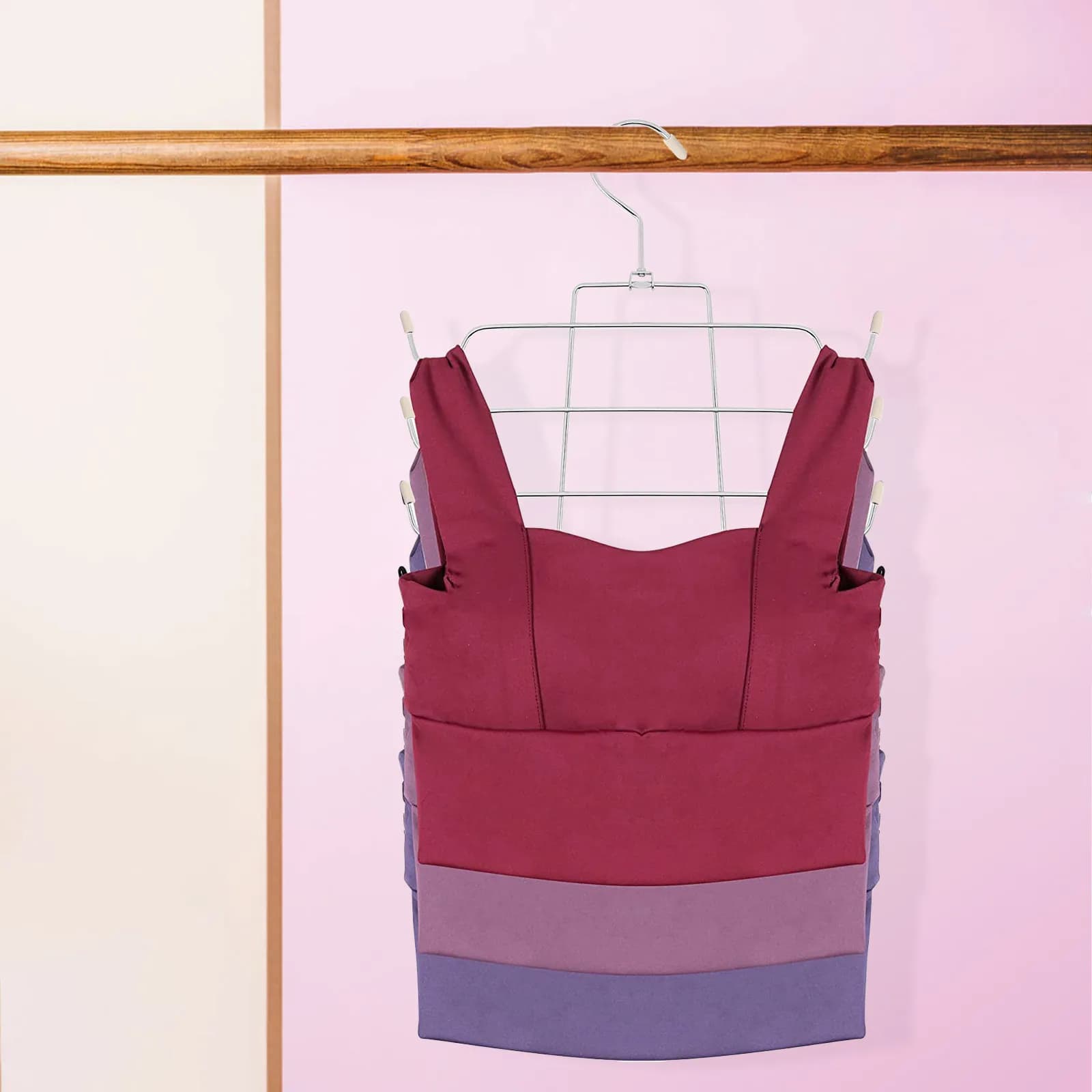 2Pcs Space Saving Multi Tier Clothes Hanger Bra Organizer Closet Storage for Bras Tank Tops Scarves Ties Room Organization Dorm