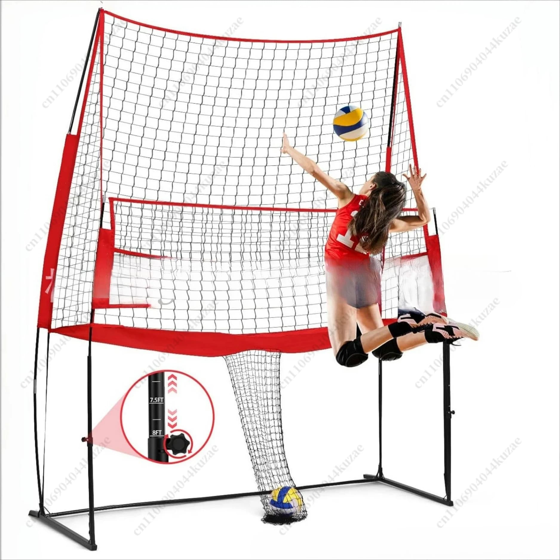Rete da allenamento portatile regolabile per pallavolo singola 11 * 8 piedi