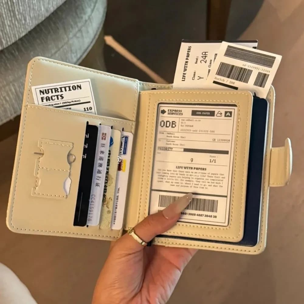 Porta passaporto portatile in tinta unita Borsa per passaporto in PU antifurto Custodia per documenti Custodia per passaporto da viaggio ultrasottile