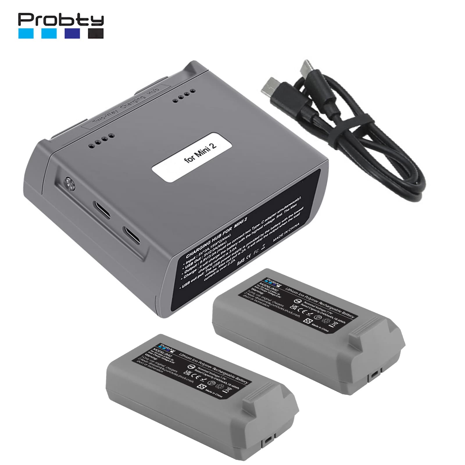 Per DJI Mini 2, Mini SE, Mini 4K, Mini 2 SE Batteria + Hub di Ricarica USB Bidirezionale per Batteria Intelligente Mini 2 Accessori