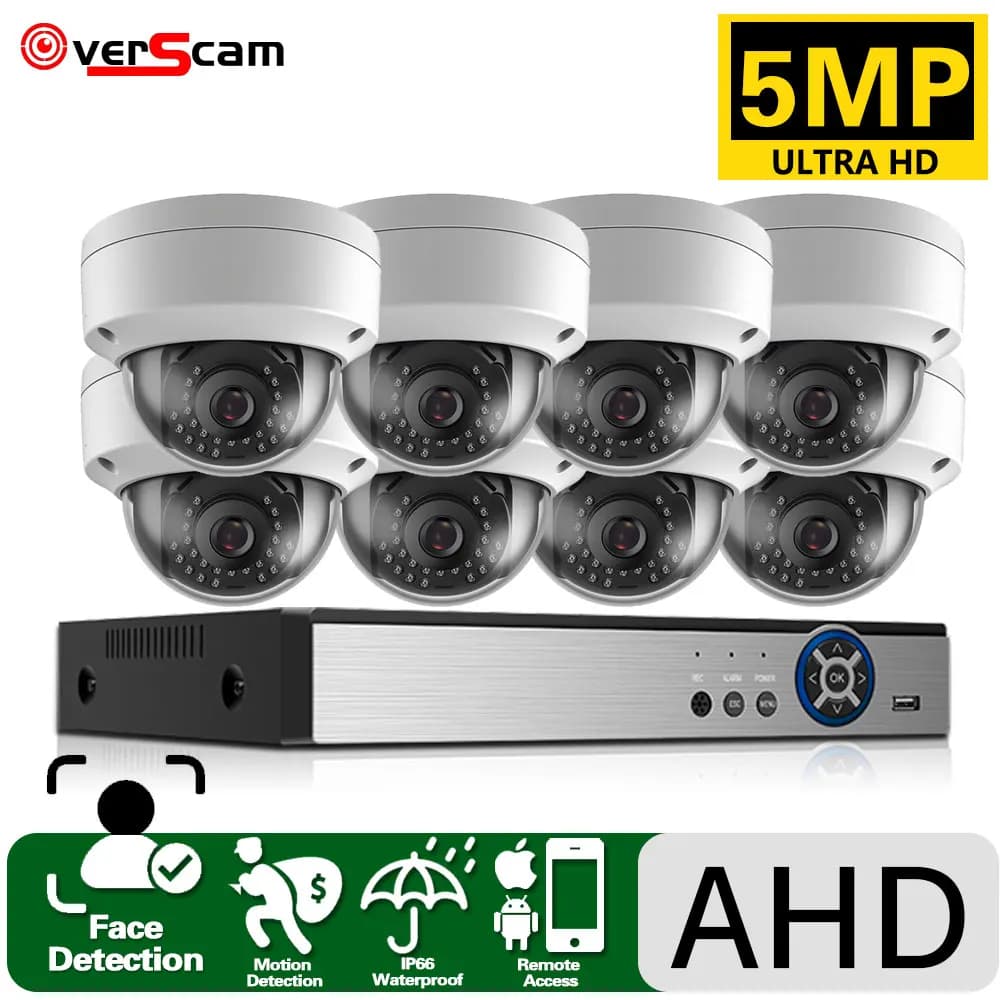 H.265 5MP AHD Camera Set Outdoor Waterproof CCTV Camera Security System Dome 8CH DVR Vdieo Monitoring System Kit XMEYE 4CH