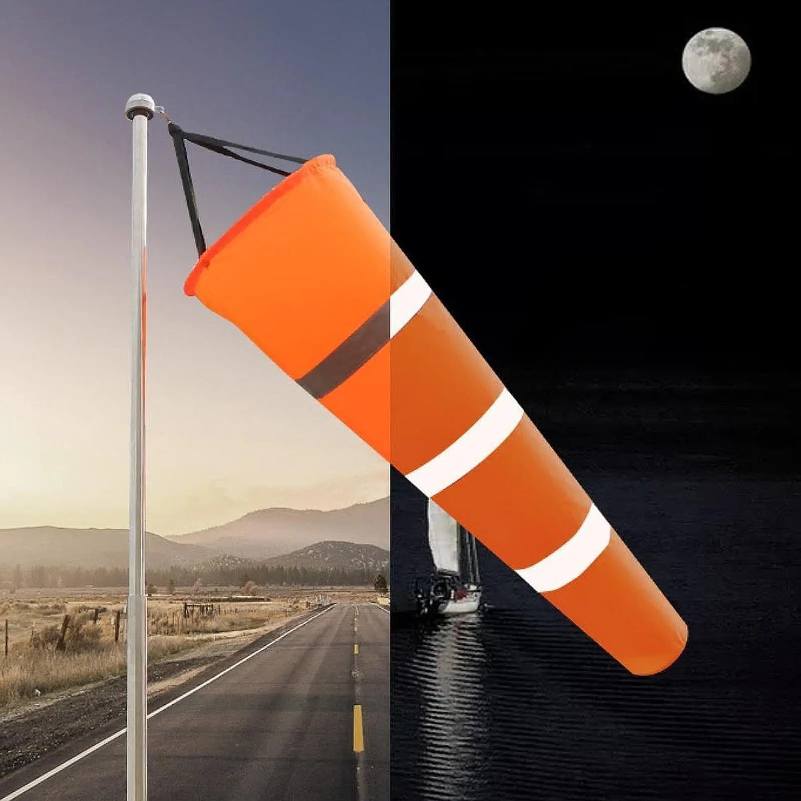Airport Windsock, Hanging Wind Sock, Weatherproof Reflective Measurement Bag Wind Direction Indicator for Garden Farm Airport