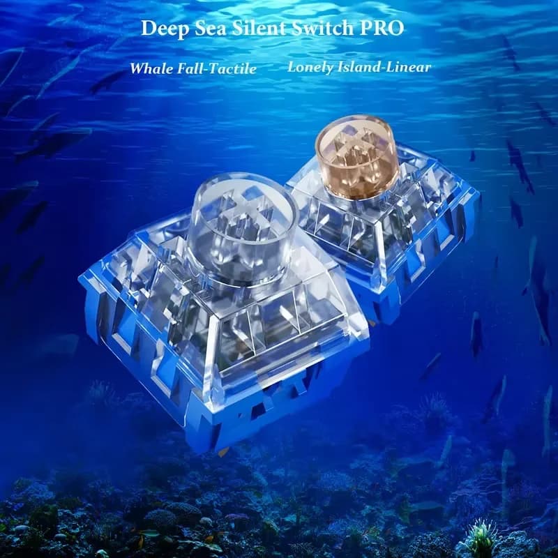 Kailh Lonely Island 45g Interruttori silenziosi tattili lineari e balene di mare profonde 60g, Interruttori per tastiera meccanica RGB a 5 pin compatibili con