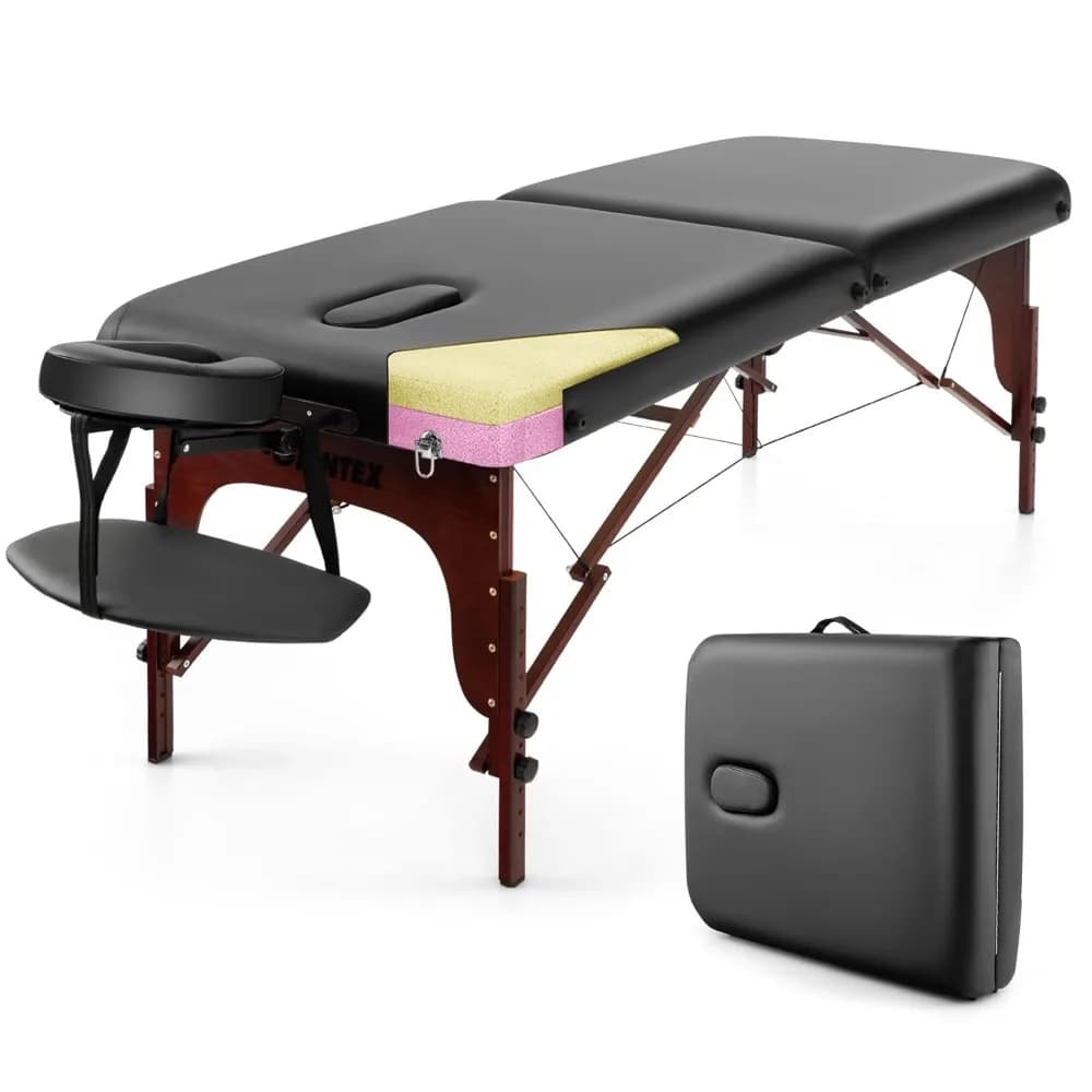 Lettino da Massaggio Portatile 213 cm, Lettino Pieghevole per Extension Ciglia con Schiuma Premium e Gambe in Legno di Faggio, Lettino Professionale per Spa e Salone, Personalizzabile