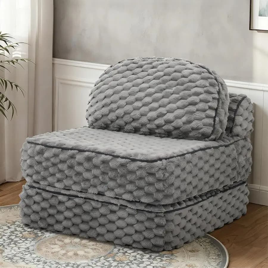 Divano Letto 3in1 Convertibile con Cuscino, Supporto Lombare, Divano Letto in Tessuto Morbido per Adulti, Divani Senza Struttura L