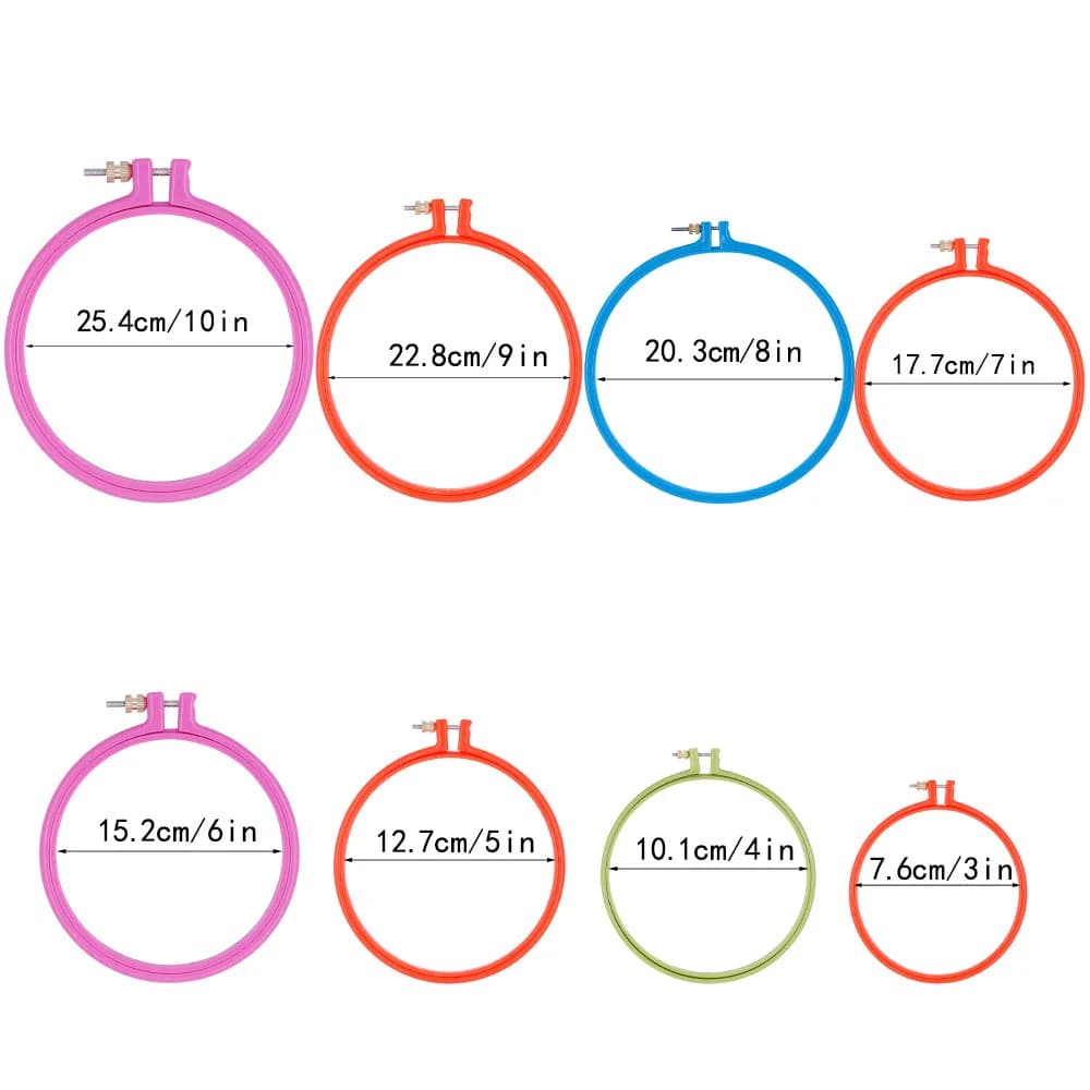 Strumento per cucire Cerchi da ricamo in plastica rotondi Set di cornici Anello da ricamo in plastica per strumento artigianale con ago per punto croce fai-da-te